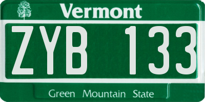 VT license plate ZYB133