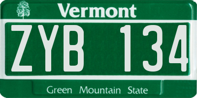 VT license plate ZYB134