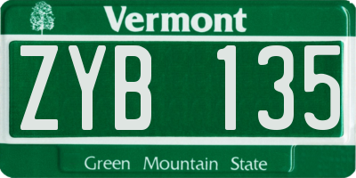 VT license plate ZYB135