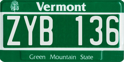VT license plate ZYB136