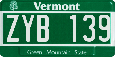 VT license plate ZYB139
