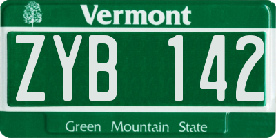 VT license plate ZYB142