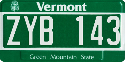VT license plate ZYB143