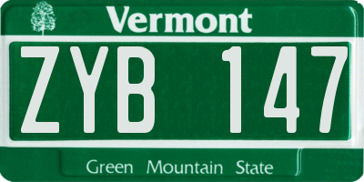 VT license plate ZYB147
