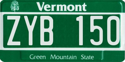 VT license plate ZYB150