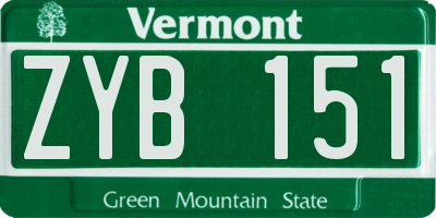 VT license plate ZYB151