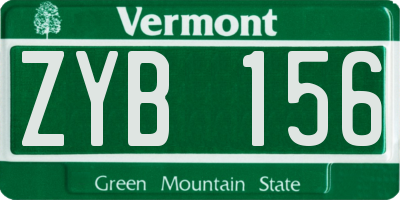 VT license plate ZYB156