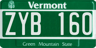 VT license plate ZYB160
