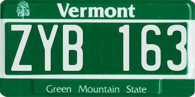 VT license plate ZYB163