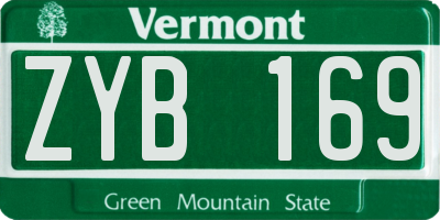VT license plate ZYB169