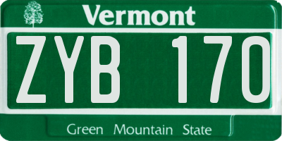 VT license plate ZYB170