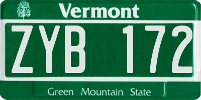 VT license plate ZYB172