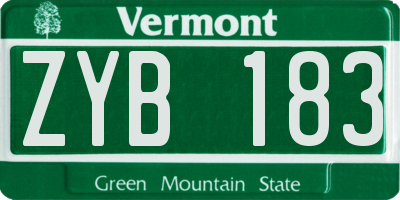 VT license plate ZYB183