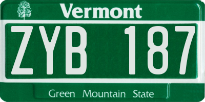 VT license plate ZYB187