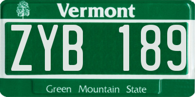 VT license plate ZYB189