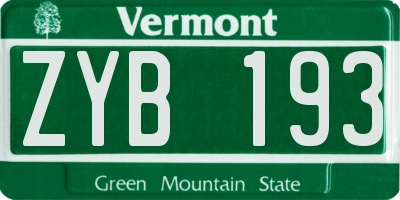 VT license plate ZYB193