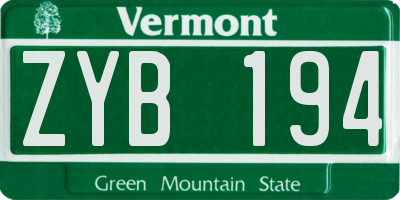 VT license plate ZYB194