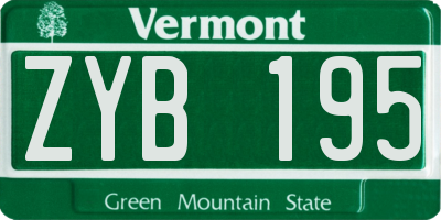 VT license plate ZYB195