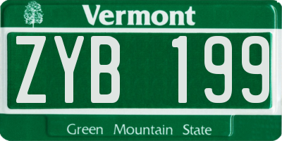 VT license plate ZYB199