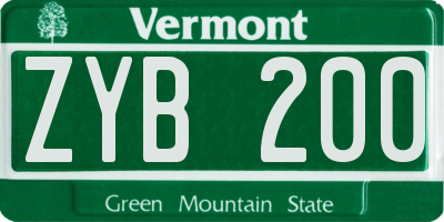 VT license plate ZYB200