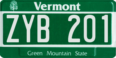 VT license plate ZYB201