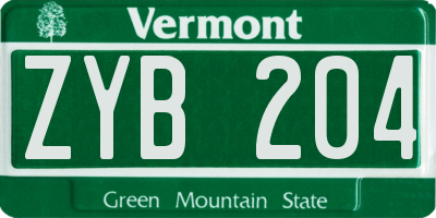 VT license plate ZYB204