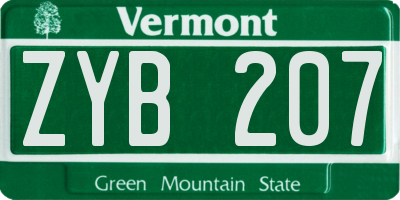 VT license plate ZYB207