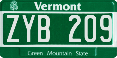 VT license plate ZYB209