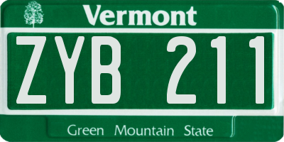 VT license plate ZYB211