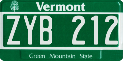 VT license plate ZYB212