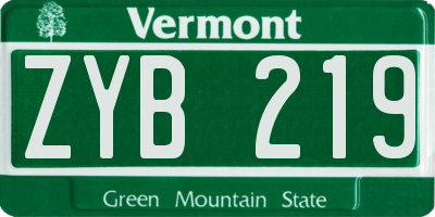 VT license plate ZYB219
