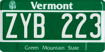 VT license plate ZYB223