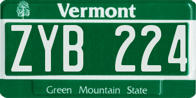 VT license plate ZYB224