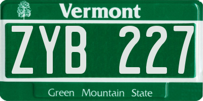 VT license plate ZYB227