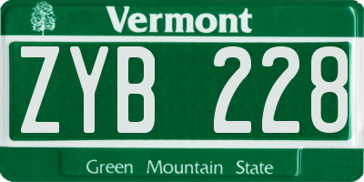 VT license plate ZYB228