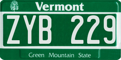 VT license plate ZYB229