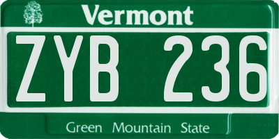 VT license plate ZYB236