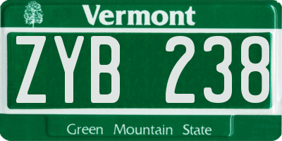 VT license plate ZYB238