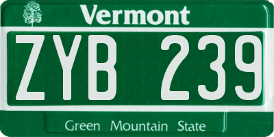 VT license plate ZYB239