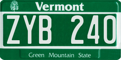 VT license plate ZYB240