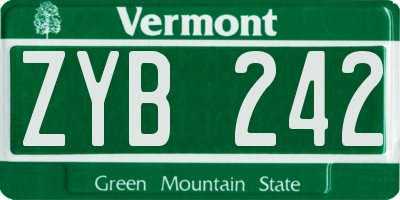 VT license plate ZYB242