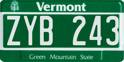 VT license plate ZYB243