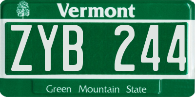 VT license plate ZYB244