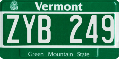 VT license plate ZYB249