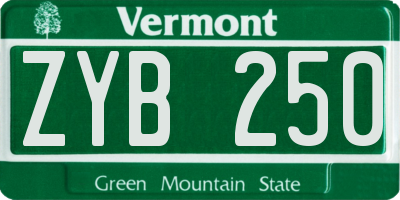 VT license plate ZYB250
