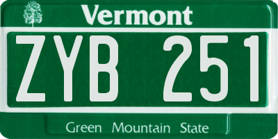 VT license plate ZYB251