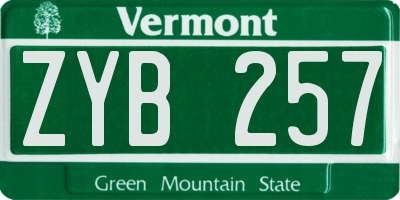 VT license plate ZYB257