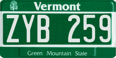 VT license plate ZYB259