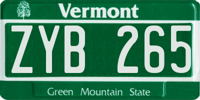 VT license plate ZYB265