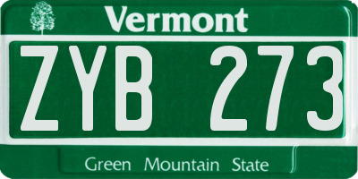 VT license plate ZYB273